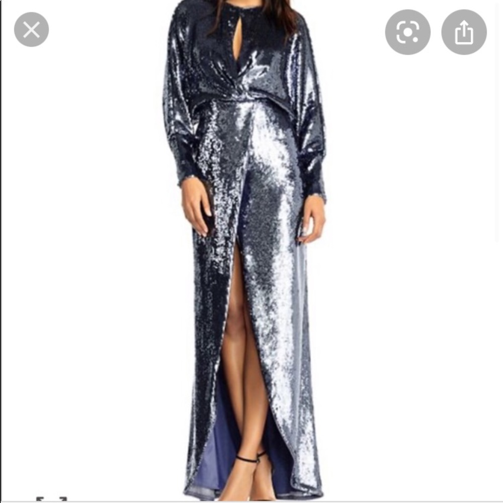 Aidan Mattox Sequin Gown In Silver Lake NWT